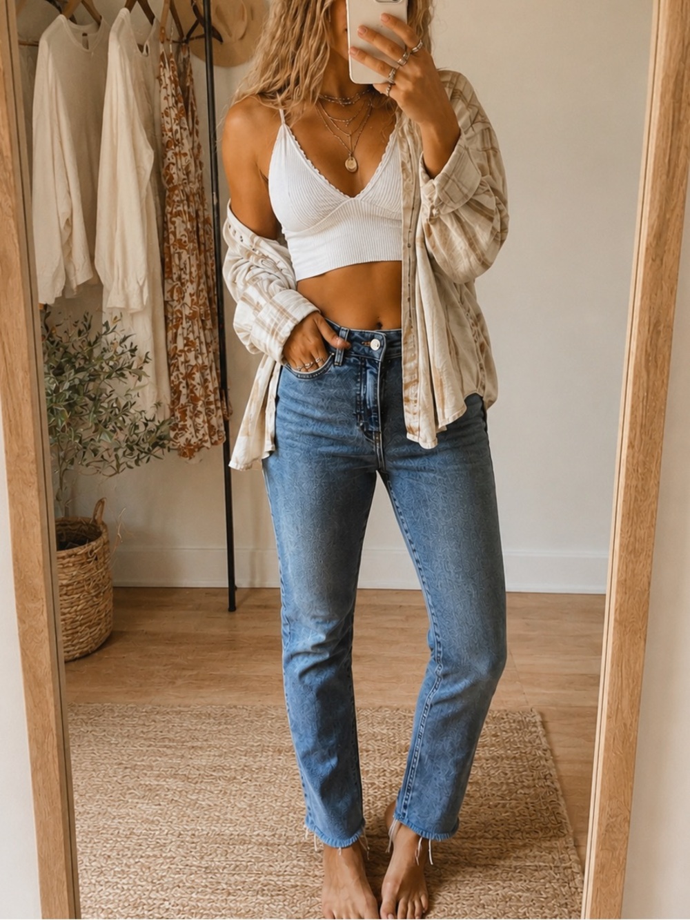 We The Free Free People High Rise Raw Hem Skinny Jeans Blue Denim Size 25